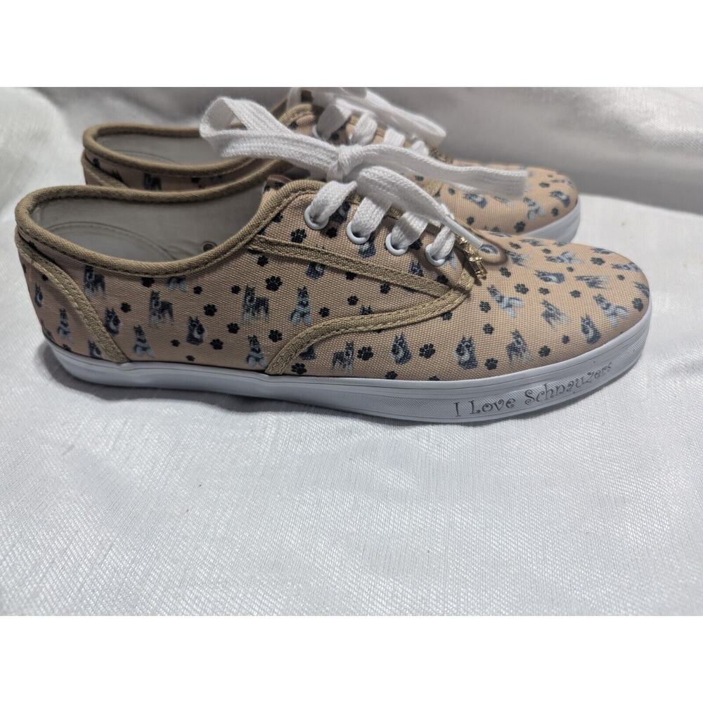 Bradford Exchange Womens Schnauzers Lace up Tennis Shoes Size‎ 8 W/ Dog Charm